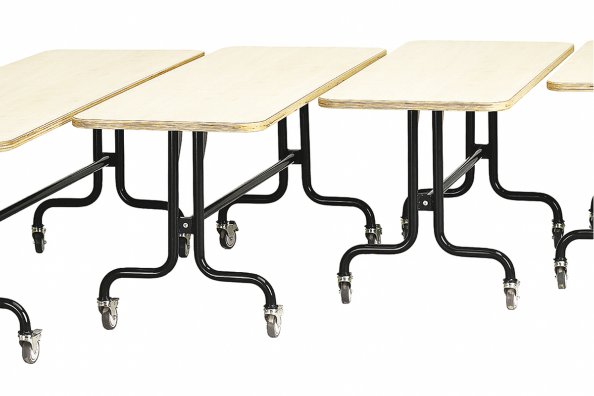 Tafel 150 x 60 cm, zwart onderstel  blad met berkenstructuur hoogte 71 cm