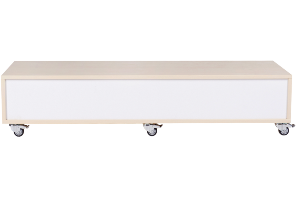 Peuterbank recht 138 x 43 x 30 cm incl wielen, 4 lades 15 cm hoog, ahorn