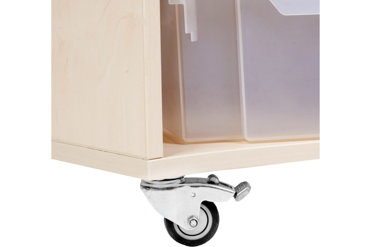 Peuterbank hoek 126 x 43 x 30 cm incl wielen, 2 lades 15 cm hoog, ahorn