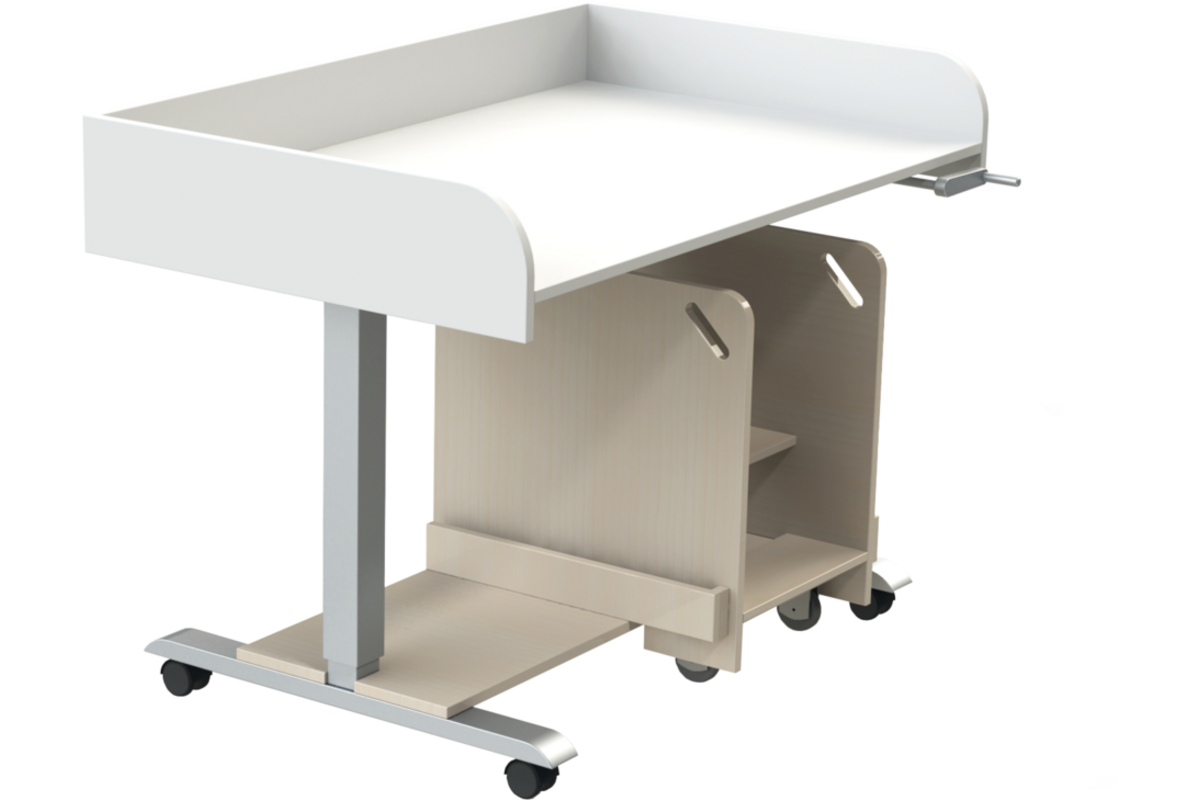 Verschoontafel Standard met trap links, blad Ahorn