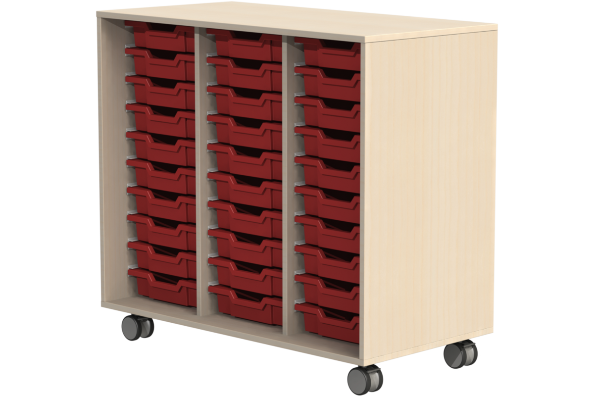 Ladenkast Flex 3, zonder laden met wielen, ahorn