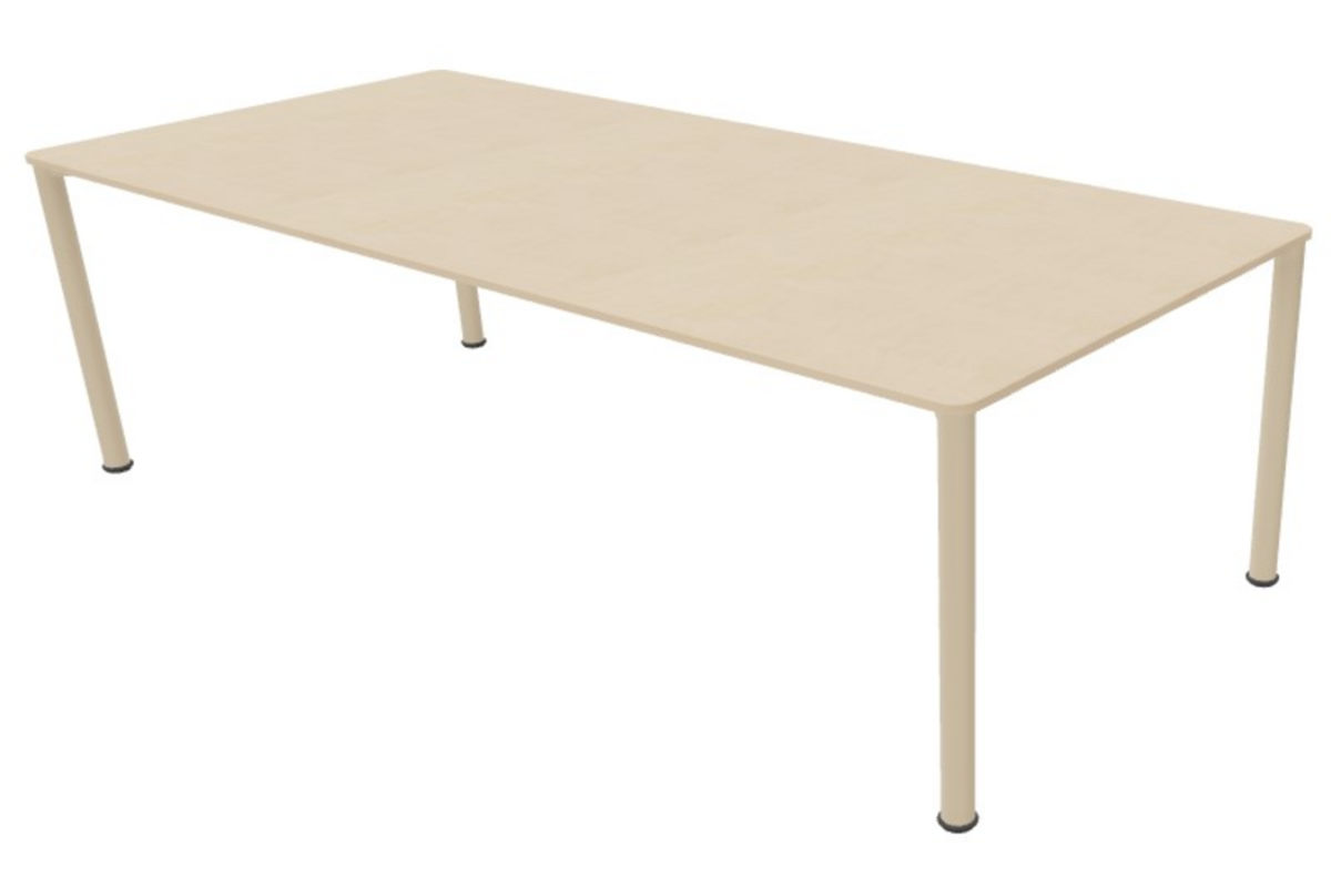 Tafel 200x90x59cm incl.wielen, blad berken, poten rond NCS S1510-Y30R