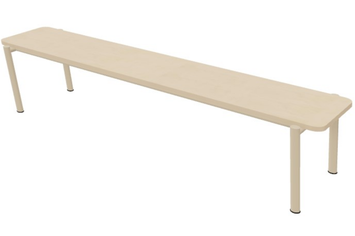 Zitbank 175x35cm hoog, berken, poten rond framekleur NCS S1510-Y30R