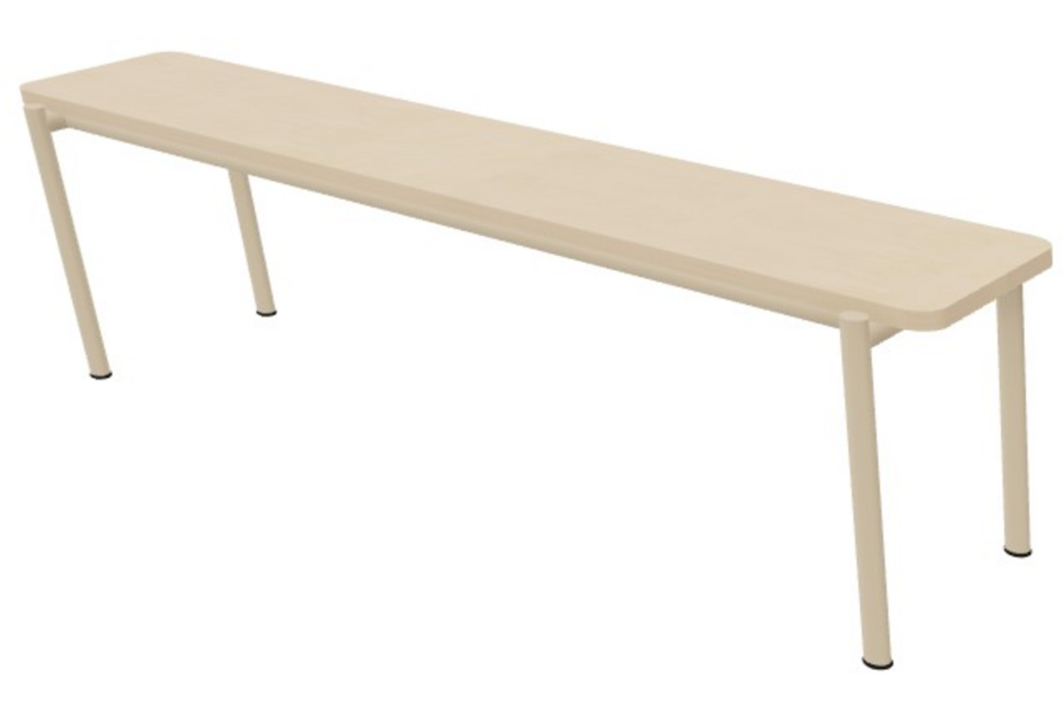 Zitbank 175x46cm hoog, berken, poten rond framekleur NCS S1510-Y30R
