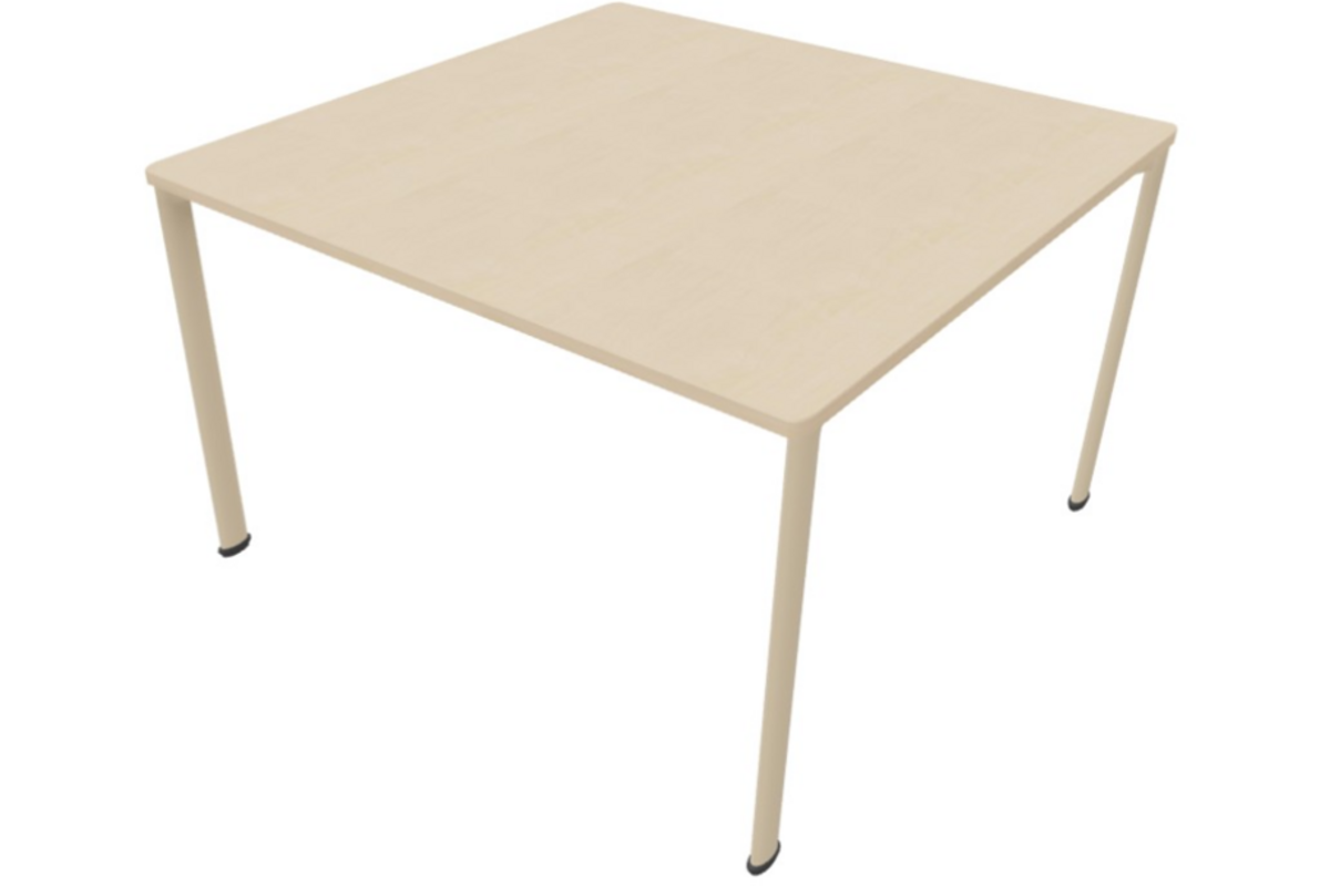 Tafel 120x120x76cm blad Berken, poten rond NCS S1510-Y30R