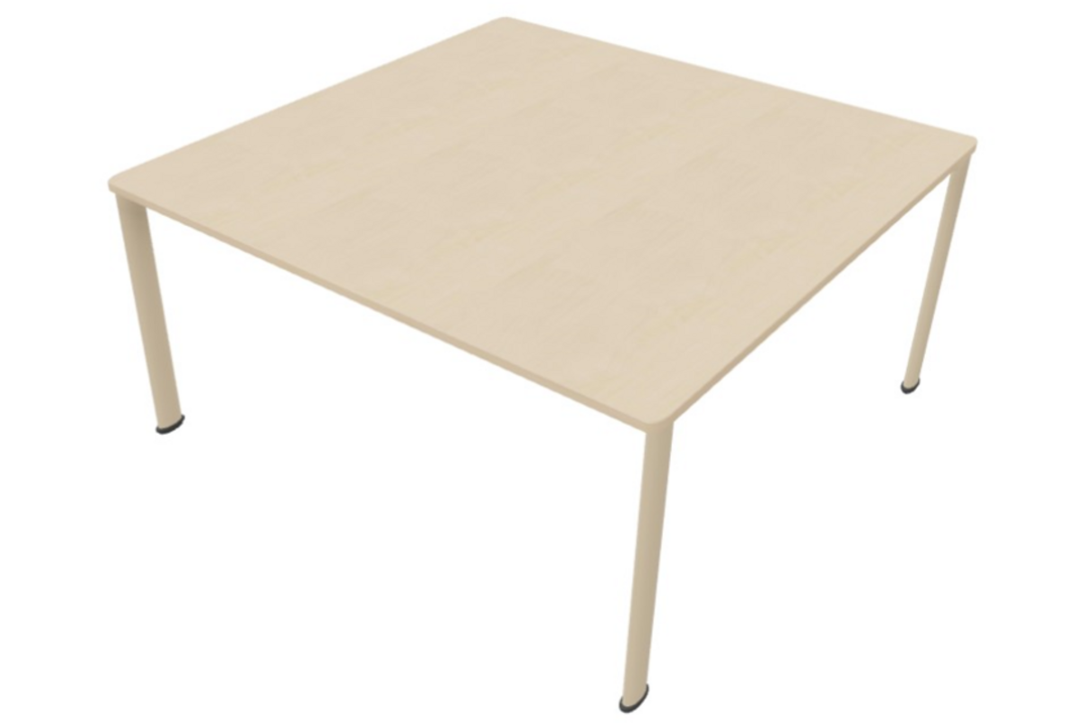 Tafel 120x120x59cm blad Berken, poten rond NCS S1510-Y30R