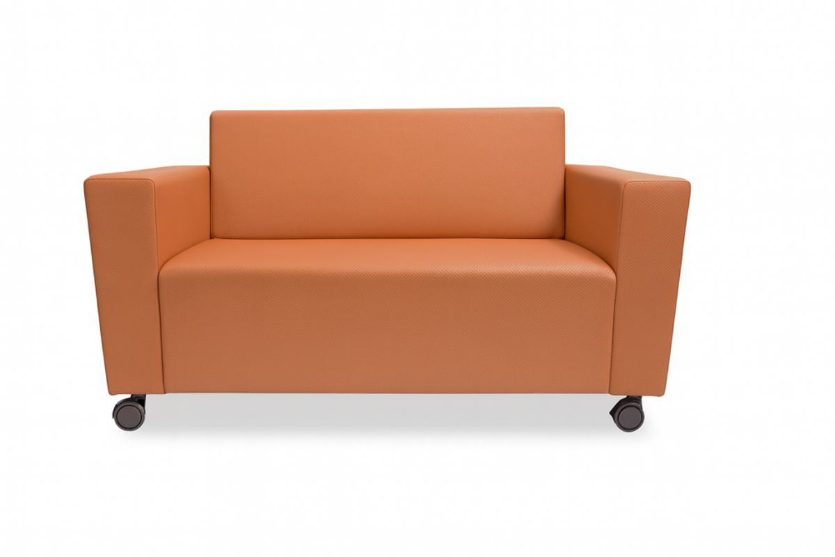 Bank Ray 2-zits, geremde wielen, stof 8x 32M4111 trend licht oranjebruin