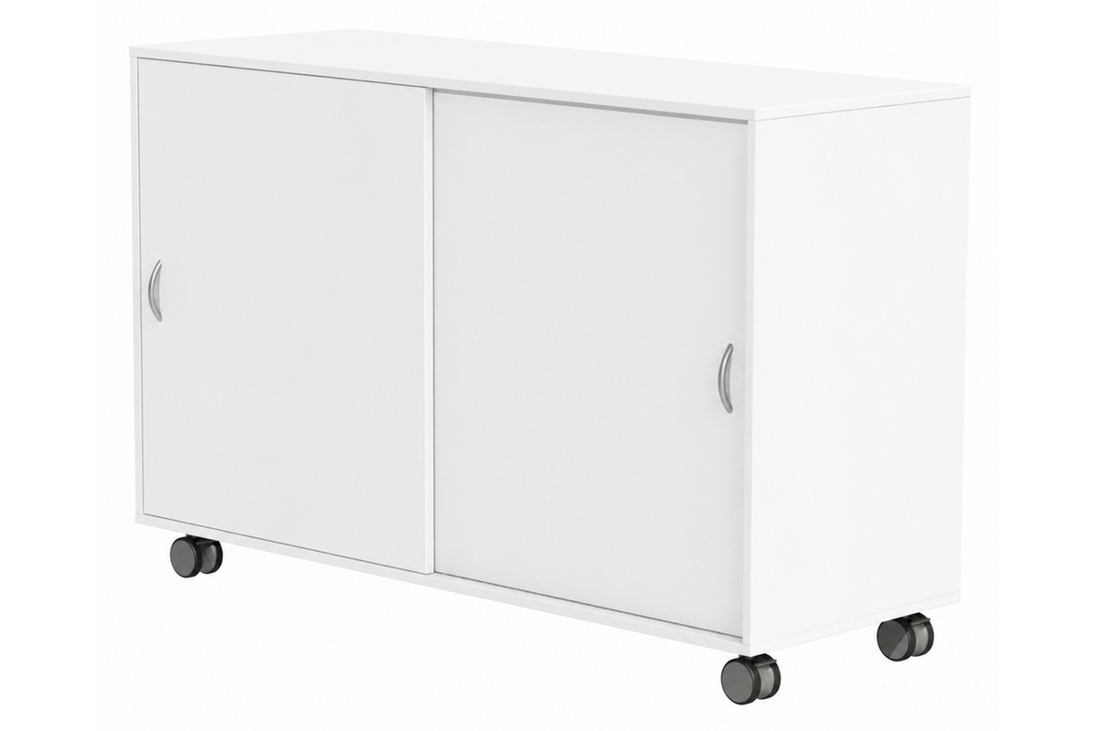 Kieskast Flex 4, met wielen en schuifdeuren wit, legpl. wit HPL W10410 SD