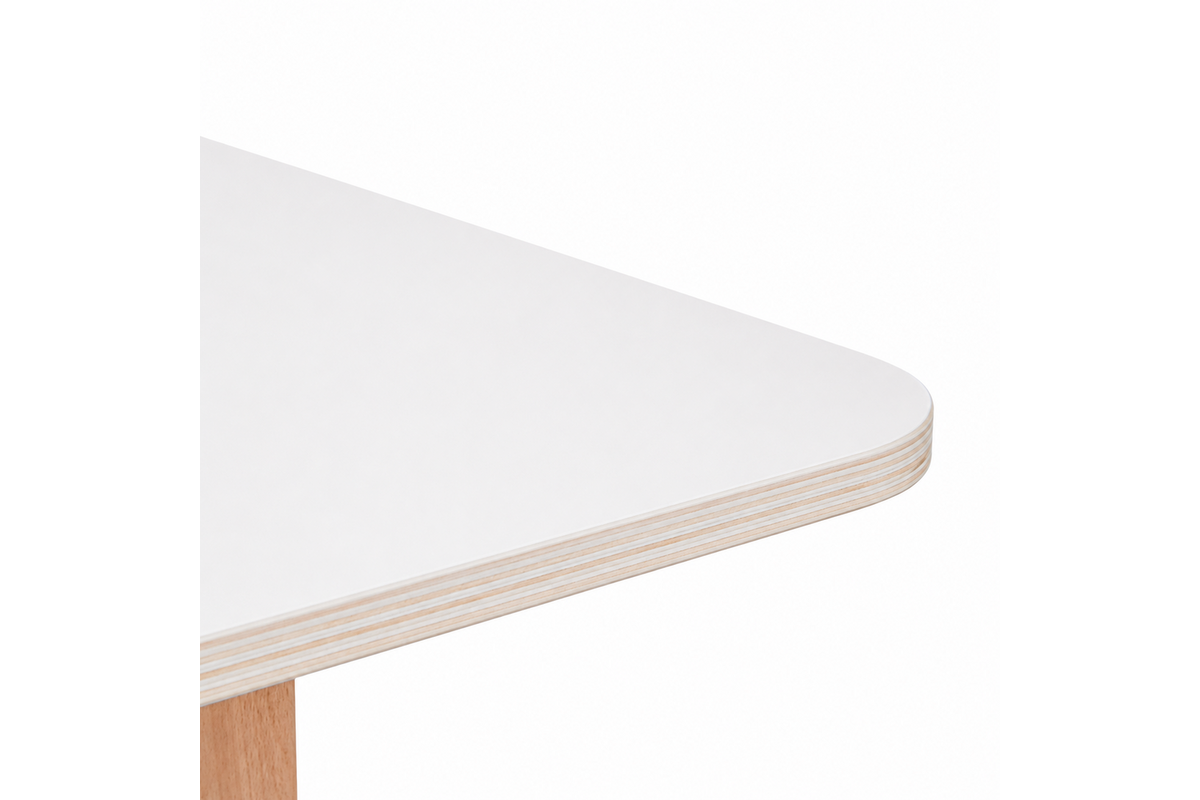 Tafel Flex 150x60 cm HPL wit, rechte poten beuken