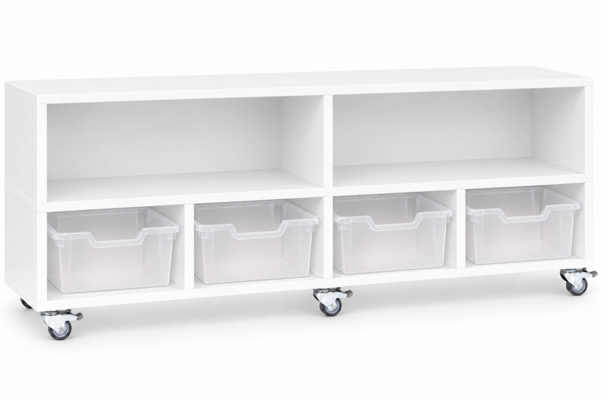 Peuterbank laag  wit 138x52x40 cm incl. wielen, lades en legplank, wit