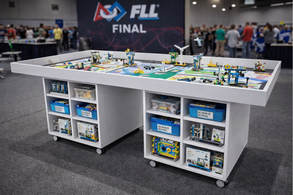 FLL wedstrijdtafel met kastruimte, wit