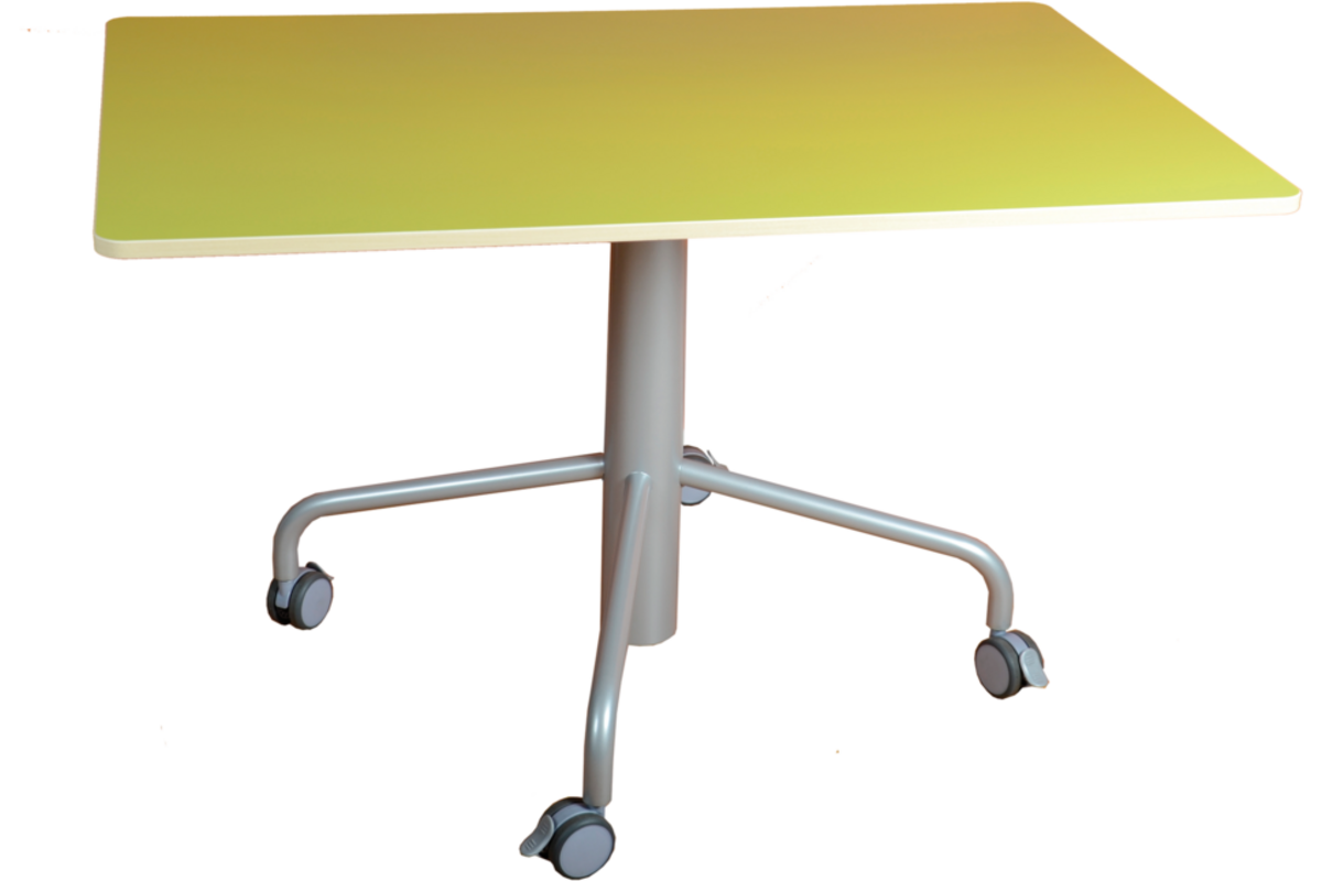 Zit-/statafel 80 x 80 cm op wielen, H.I. van 72 tot 116 cm