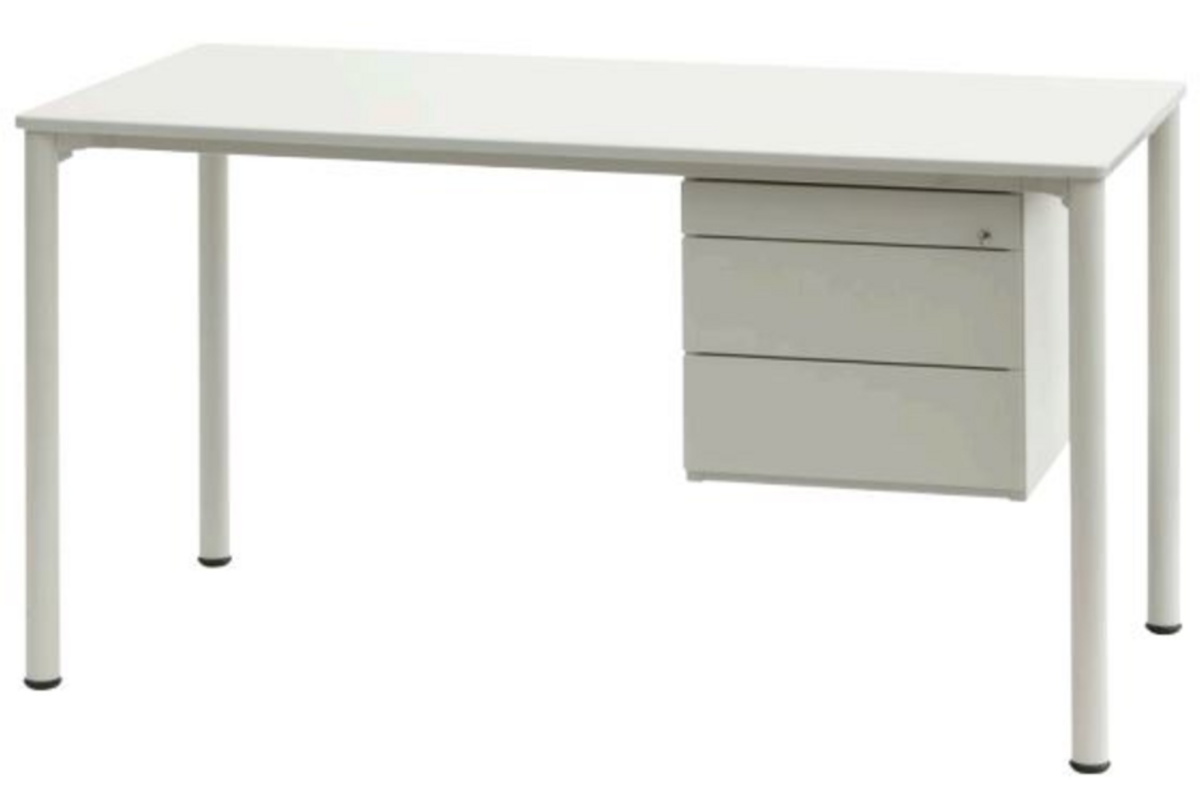 Docentenbureau Luma 140 x 70 cm kunststof blad, 2 afsluitbare lade