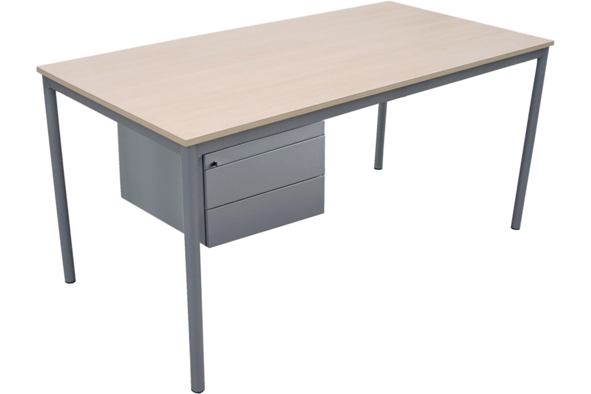 Docentenbureau Rondo 140x70 cm, blad kunststof PP-rand, 2  laden A6