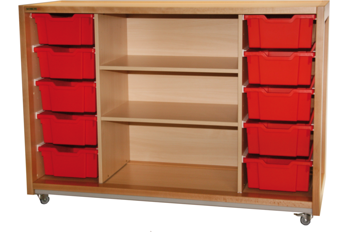Kast 340 serie Ahorn, 2 halve legplanken, 10 laden van 15 cm