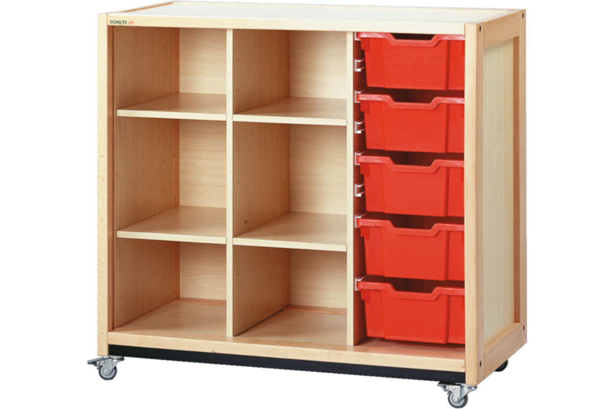 Kast 310 serie Ahorn, 2 tussen- panelen, 4 legpl. en 5 laden 15 cm
