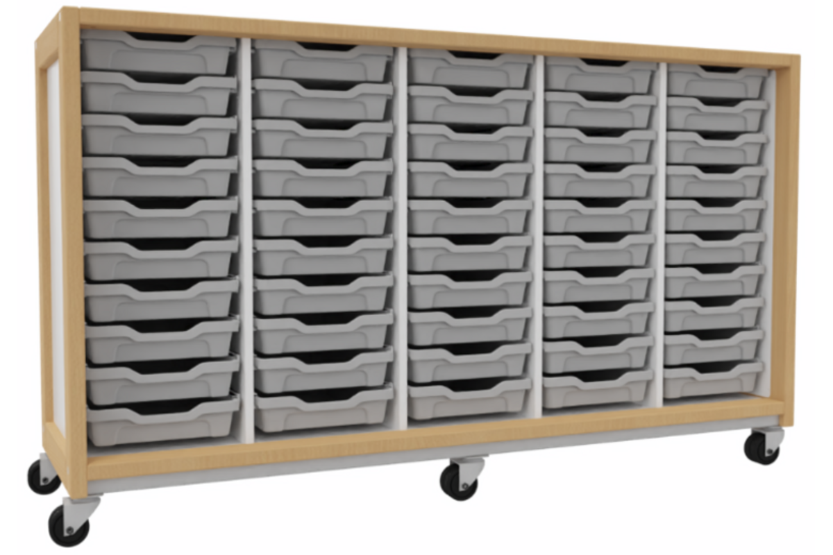 Kast 380 serie wit, 4 tussenpnl., en 50 laden 7 cm