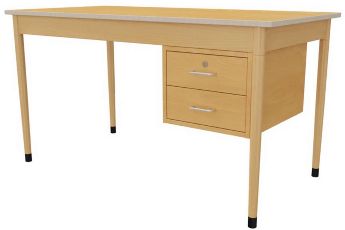 Docentenbureau 410 blad Ahorn, 120 x 60 cm met ladenblok