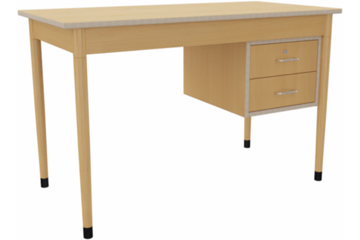 Docentenbureau 410 blad Ahorn, 120 x 60 cm met ladenblok