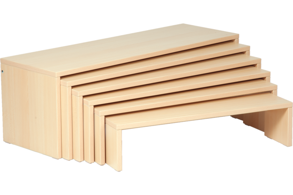 Zitbanken ahorn, set van 4 stuks in 4 hoogtes 30 - 34 - 38 - 42 cm