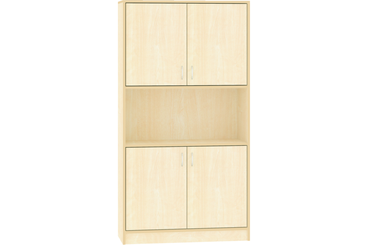 Hoge kast, ahorn, 100 × 40 × 188 cm, 2 × 2 deuren, 3 legplanken