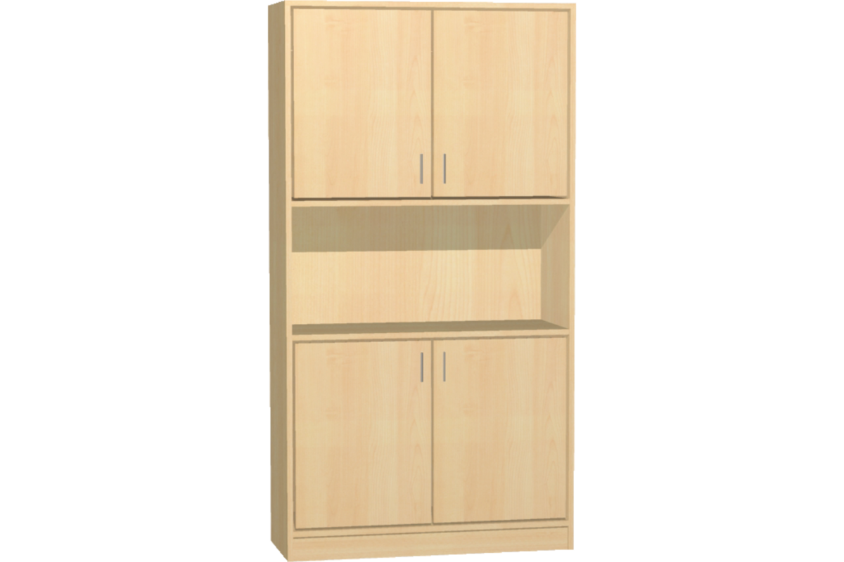 Hoge kast, beuken, 100 × 40 × 188 cm, 2 × 2 deuren, 3 legplanken