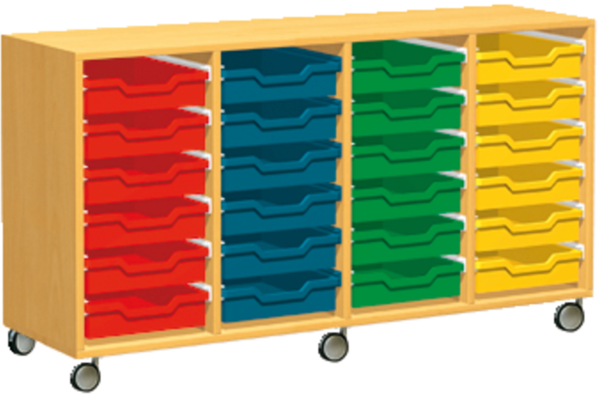 Materiaalkast Basic 139 cm breed, ahorn, zonder laden, op wielen