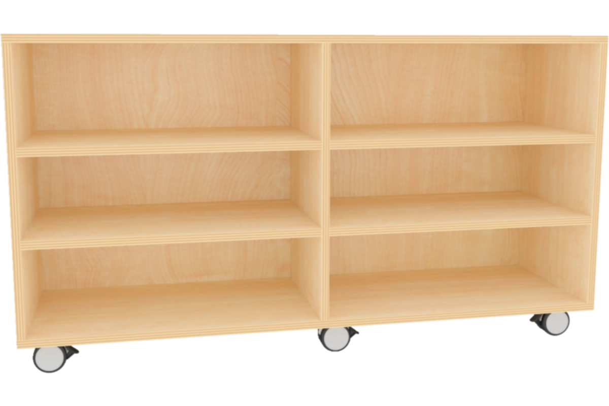 Materiaalkast Basic 139 cm breed, ahorn, 4 legplanken, op wielen