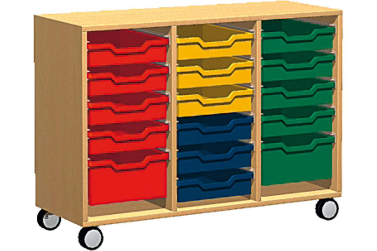 Materiaalkast Basic 105 cm breed, beuken, zonder laden, op wielen