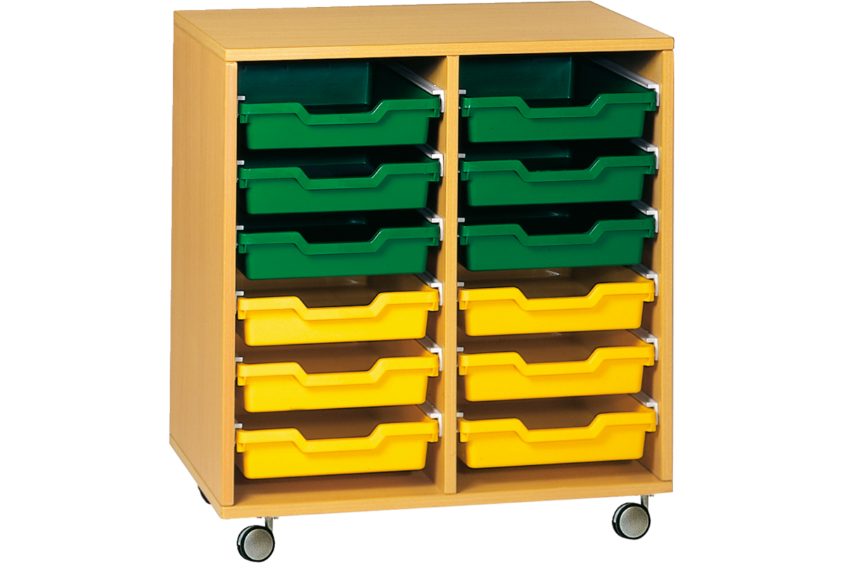 Materiaalkast Basic 71 cm breed, beuken, zonder laden, op wielen