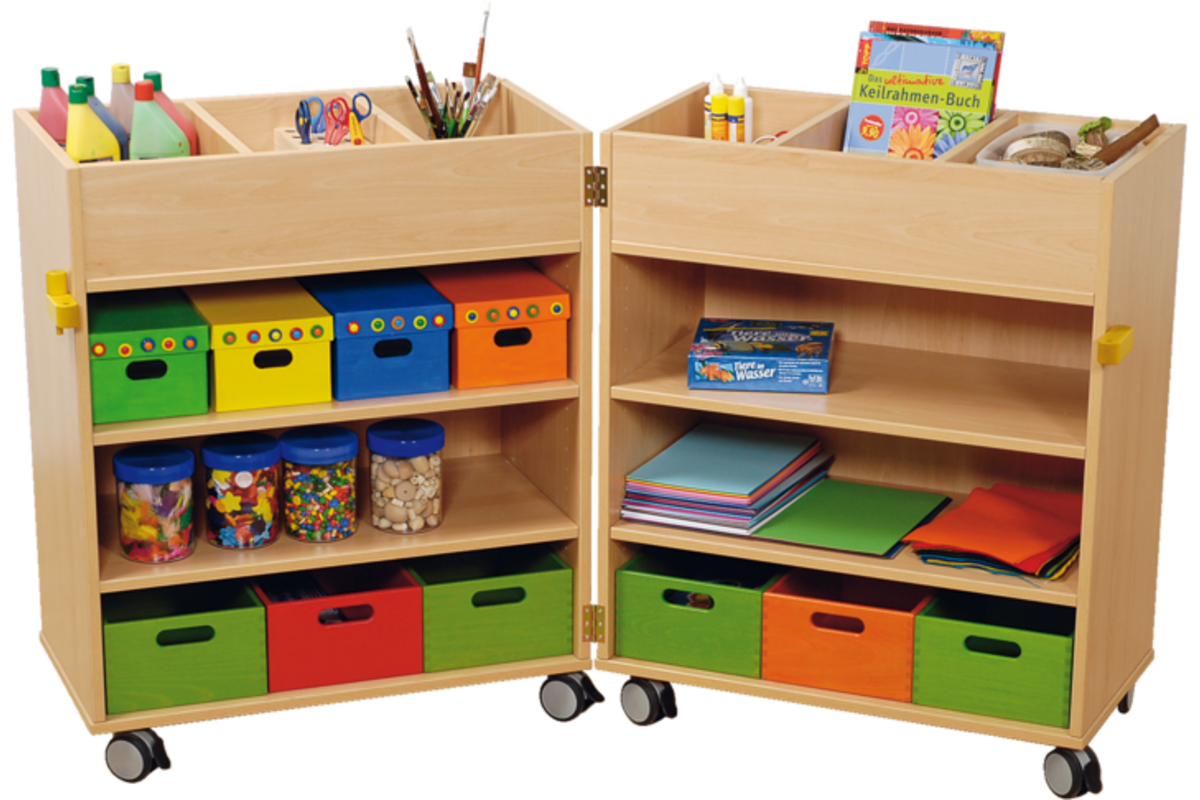 Klapkast Basic beuken verrijdbaar, 77 × 80 × 93 cm