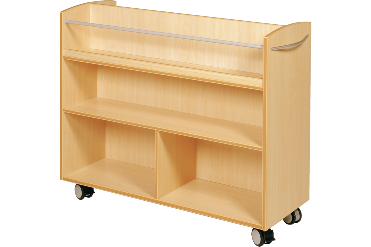 Boekenwagen, ahorn, 2-zijdig verrijdbaar, 105 × 40 × 89 cm
