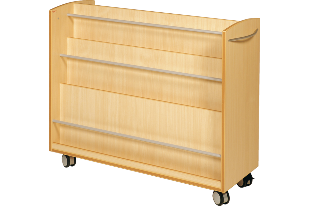Boekenwagen, ahorn, 2-zijdig verrijdbaar, 105 × 40 × 89 cm