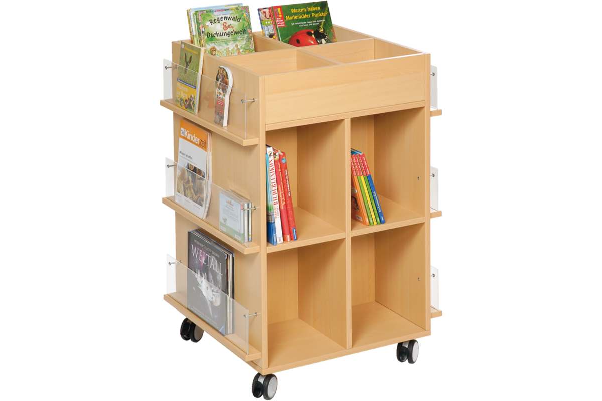 Boekentoren, beuken verrijdbaar 60 × 70 × 101 cm