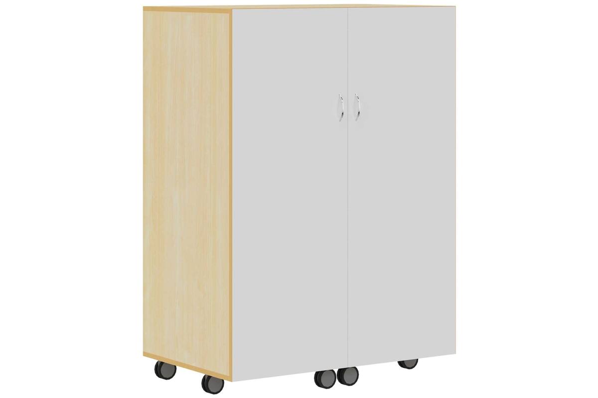 Klapkast Uni beuken verrijdbaar,  deuren whitebord, 105 x 68 x 146 cm