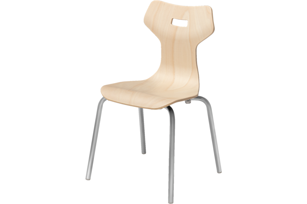 Stoel Fluke 35 cm, Ahorn met grijs onderstel
