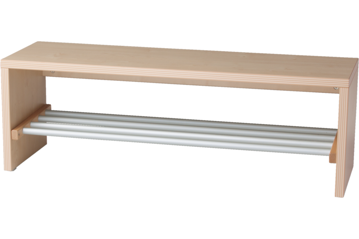 Garderobebank met metalen schoenenrek, ahorn, 100×31cm zithoogte 35 cm