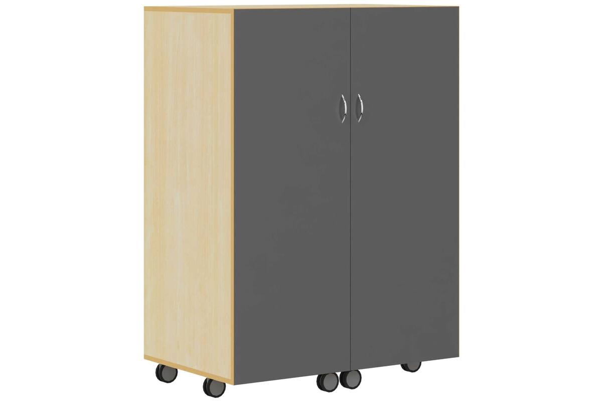 Klapkast Uni beuken verrijdbaar,  deuren krijtbord, 105 x 68 x 146 cm
