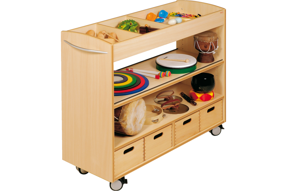 Materiaalwagen Lotte, 2 zijdig verrijdbaar , ahorn, 105 x 40 x 89 cm
