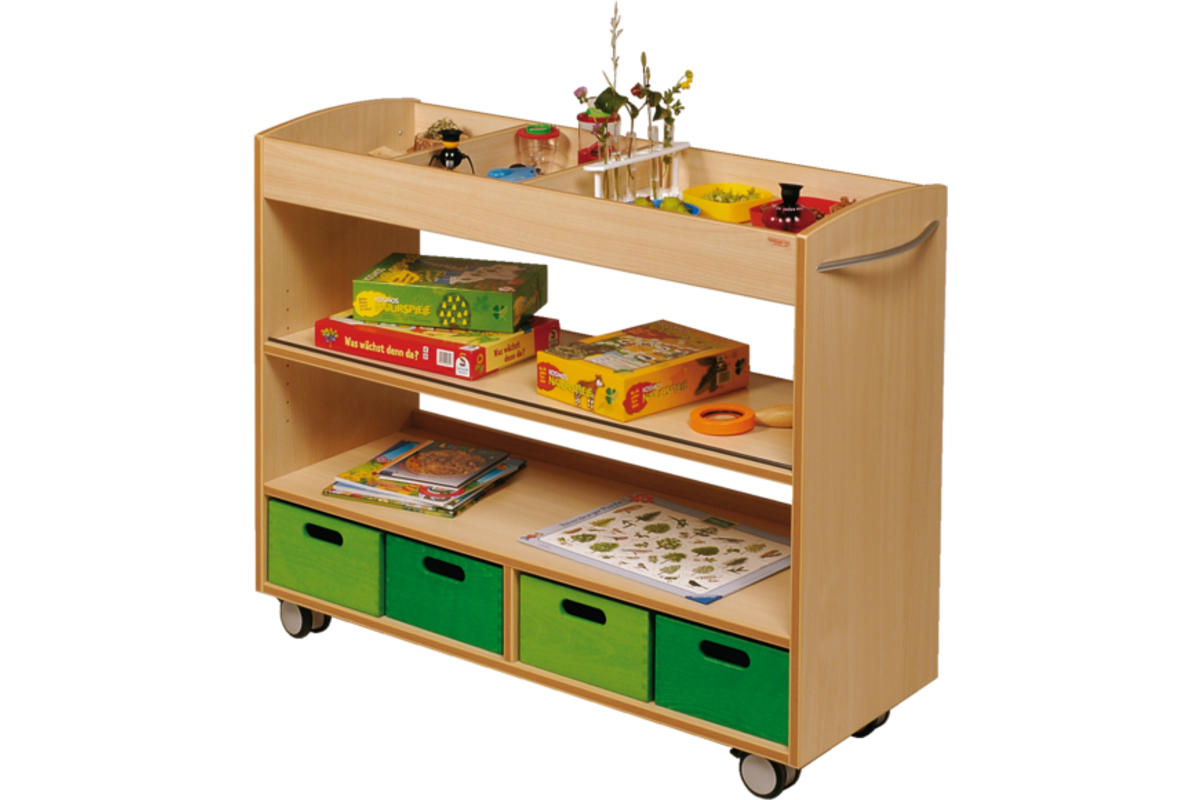 Materiaalwagen Lotte, 2 zijdig verrijdbaar , ahorn, 105 x 40 x 89 cm
