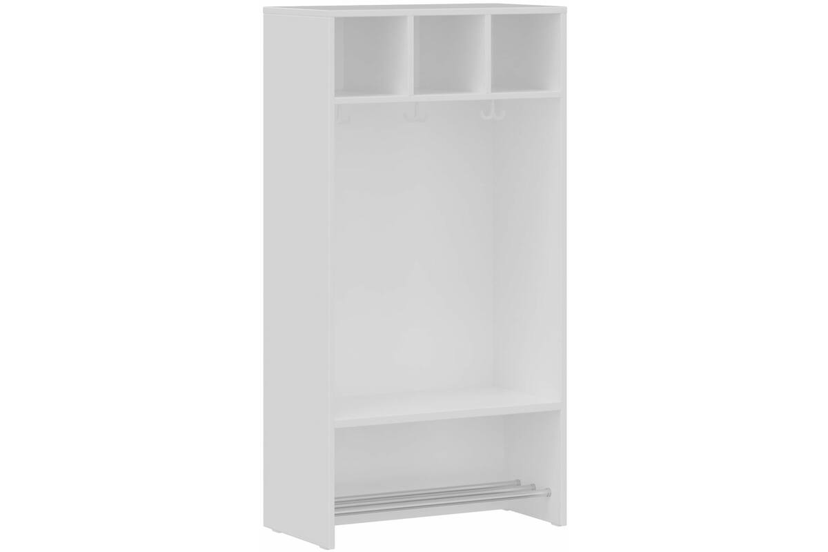 Garderobekast, Wit, 75,5 cm breed, hoogte 146 cm, zithoogte 35 cm