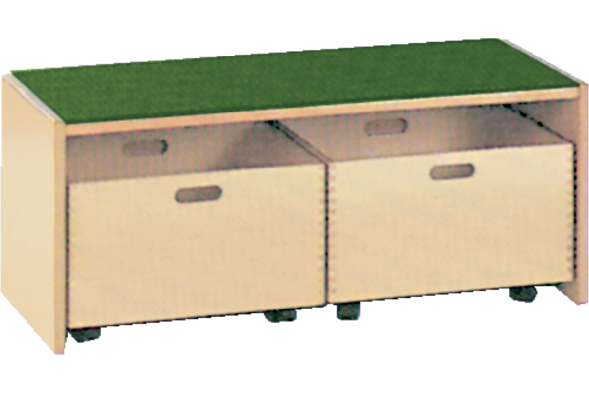 Podiumelement recht 100 × 40 × 35 cm, Ahorn met Tretford bekleding kleur Champignon