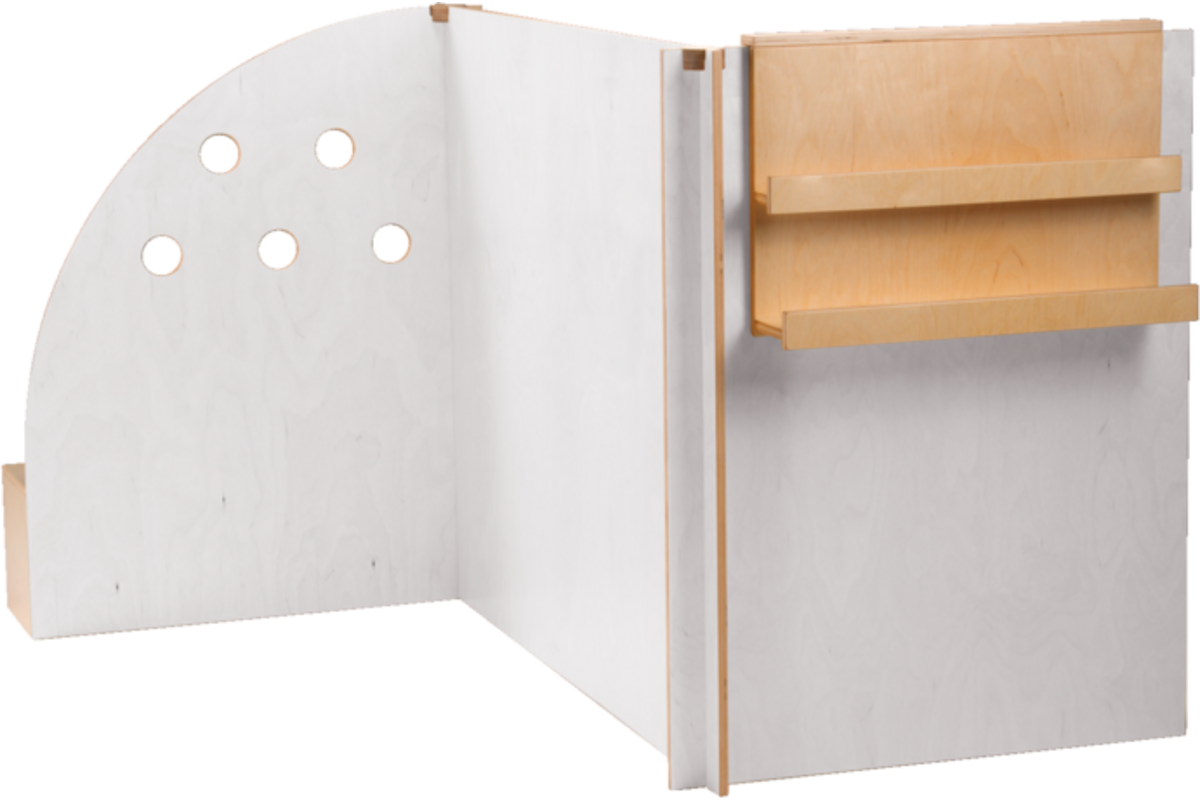 Kinderopvangspeelwand, rollenspel, 129 x 143,5 x 101,5 cm, berkenmultiplex