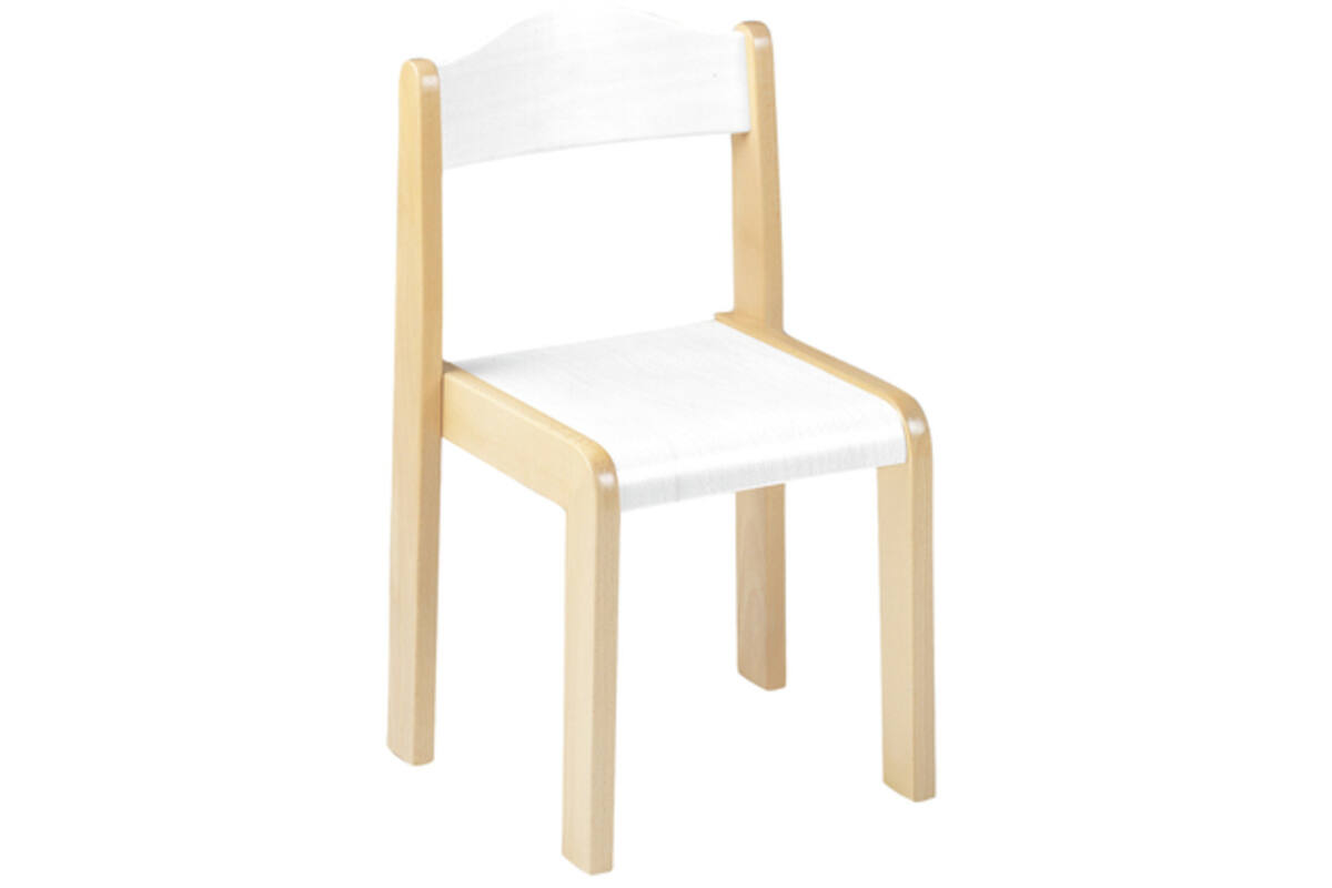 Stoel kleuters, ahorn, rug en zitting wit, hoogte B2-31 cm