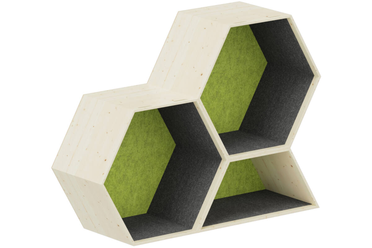 Lernwabe® Flip Set M: 2 hele + 1 halve honingraat M, grijs/lichtgroen (incl. montage)