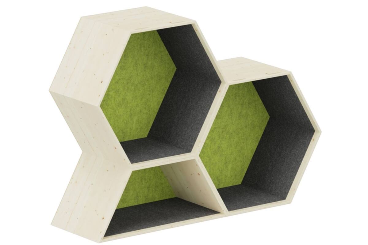 Lernwabe® Flip Set M: 2 hele + 1 halve honingraat M, grijs/lichtgroen (incl. montage)