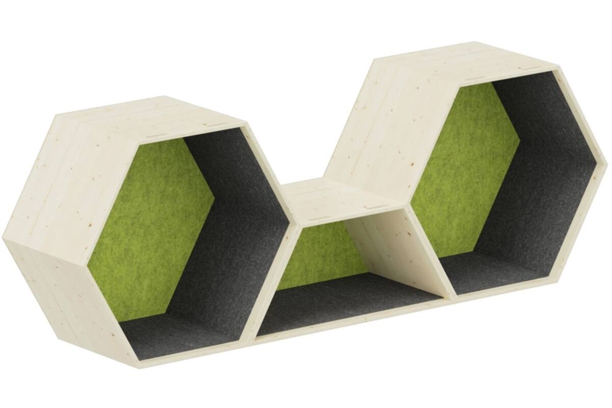 Lernwabe® Flip Set M: 2 hele + 1 halve honingraat M, grijs/lichtgroen (incl. montage)