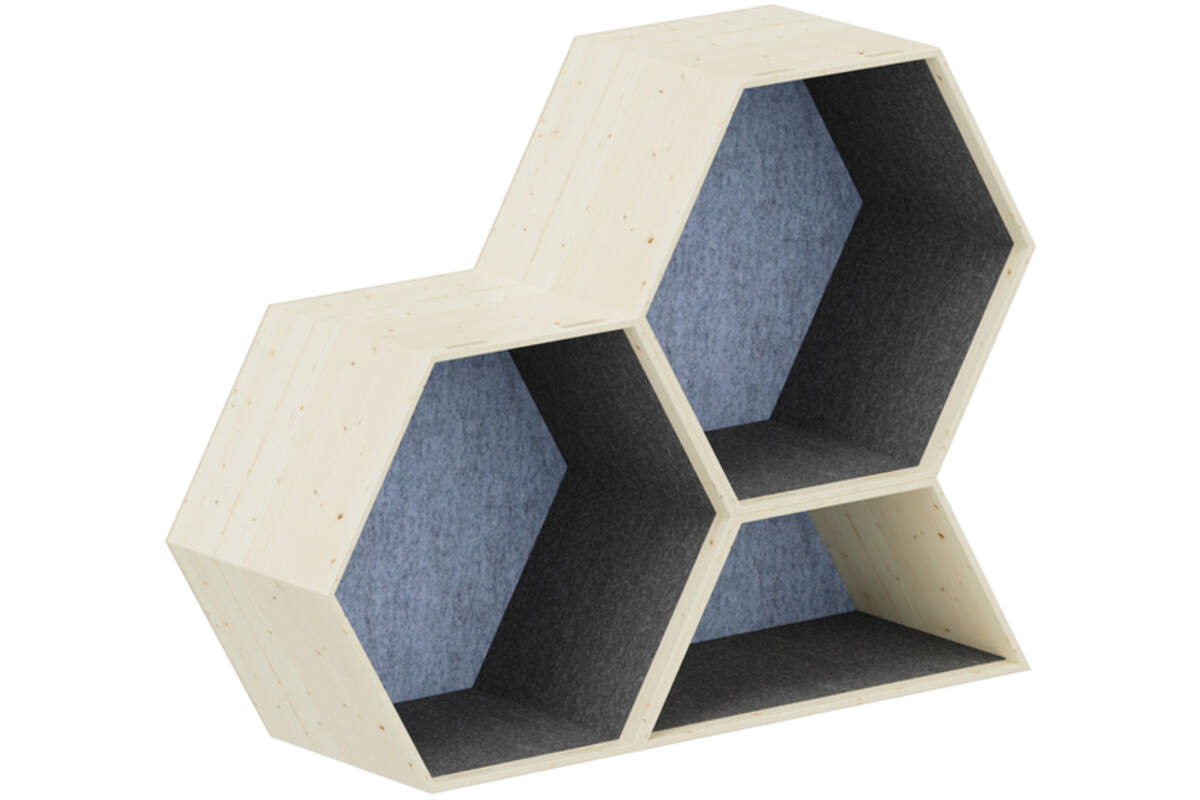 Lernwabe® Flip Set M: 2 hele + 1 halve honingraat  M,grijs/lichtblauw (incl. montage)