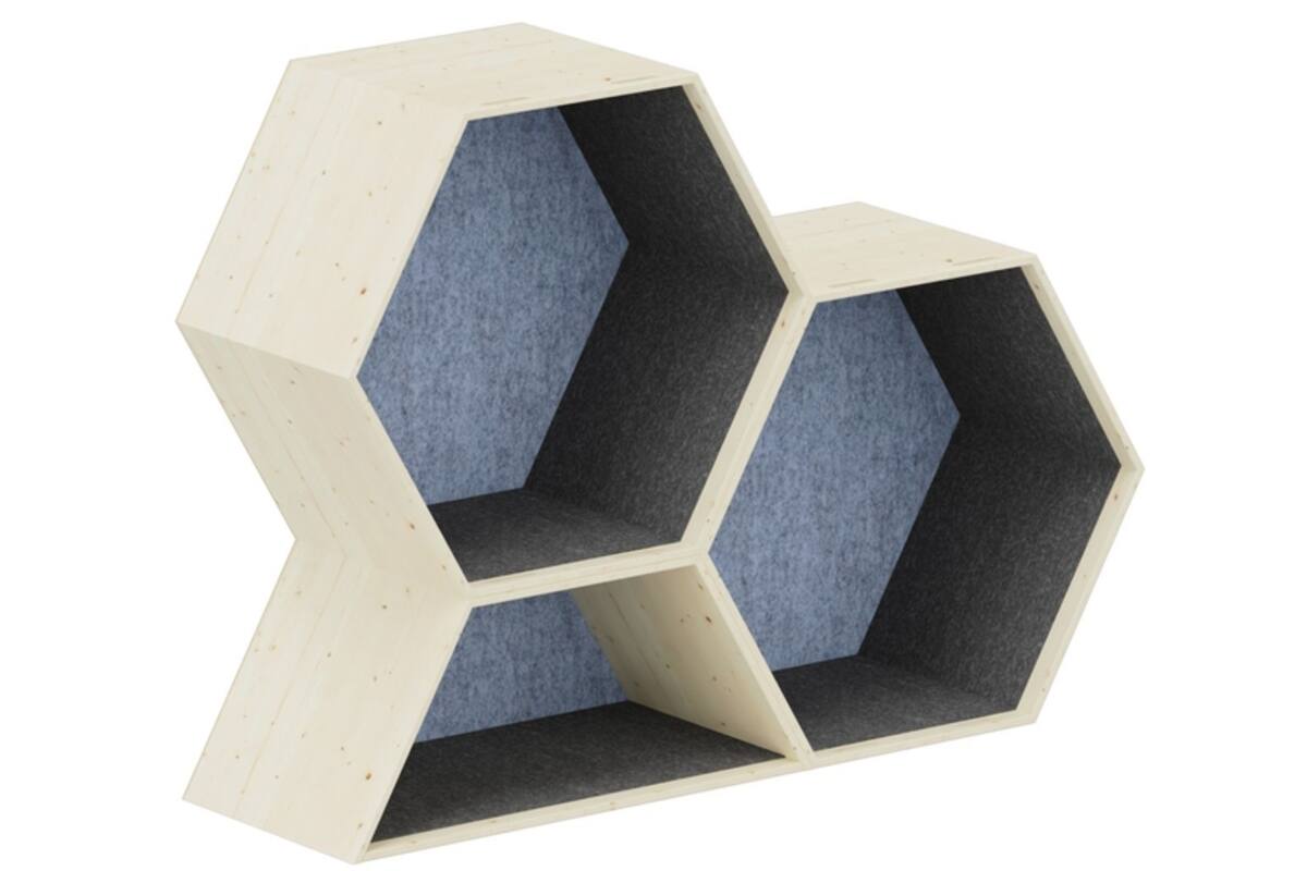 Lernwabe® Flip Set M: 2 hele + 1 halve honingraat  M,grijs/lichtblauw (incl. montage)