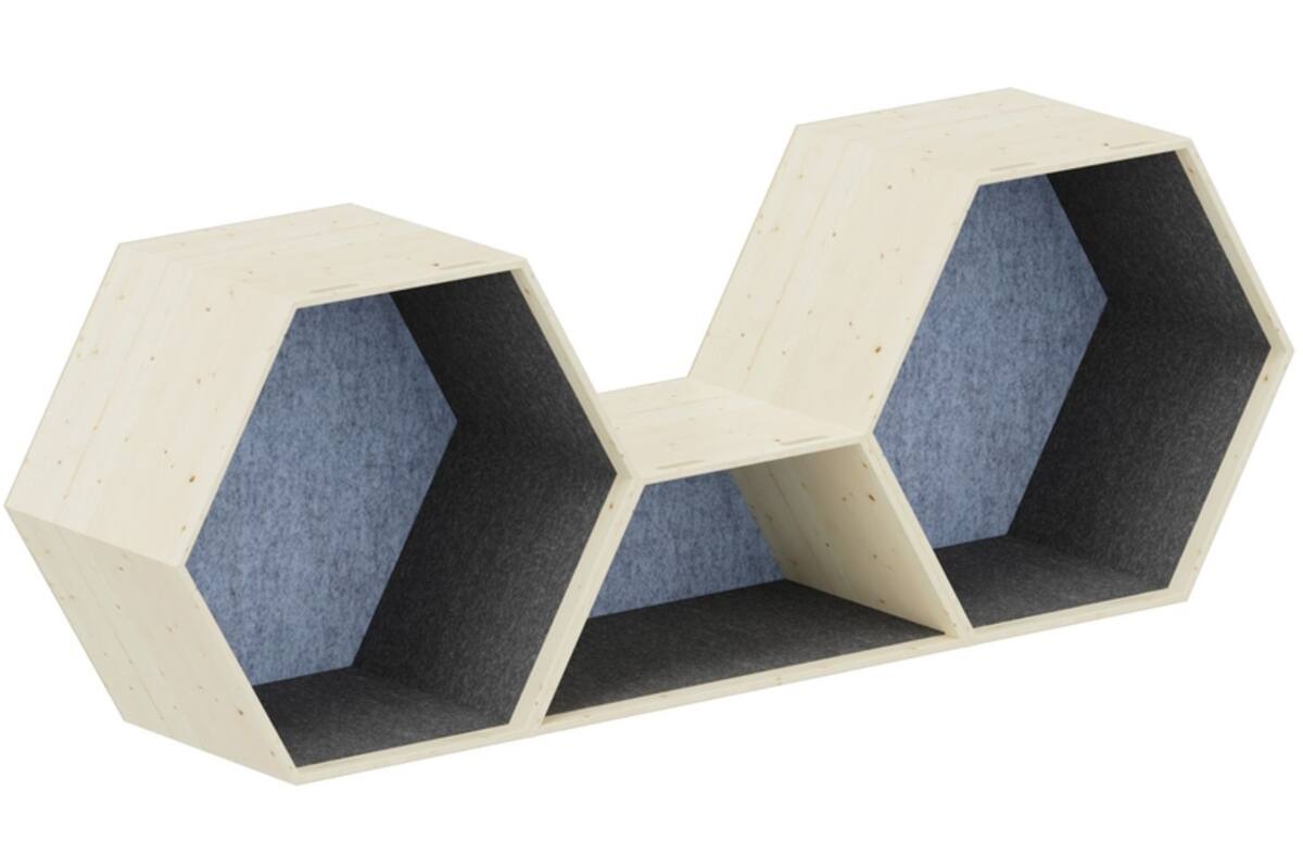 Lernwabe® Flip Set M: 2 hele + 1 halve honingraat  M,grijs/lichtblauw (incl. montage)